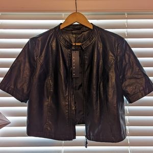 Italian Short Sleeve Faux Leather Jacket